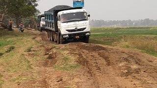 Tata 14 Wheeler Bs-4 Ac Hyva Truck In Indian Village Road.