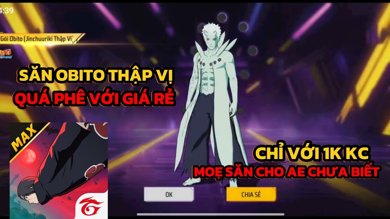 FREE FIRE X NARUTO | SĂN OBITO GIÁ QUÁ RẺ MẸO SĂN GIÁ RẺ VỚI 1K KC , LẤY HIỆU ỨNG SUSANO QUÁ ĐẸP 