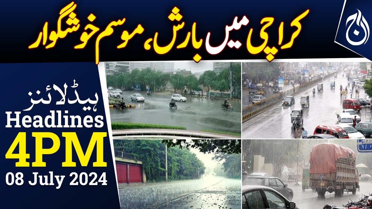 Rain in Karachi - Weather become pleasant - Headlines 4 PM - Aaj News ...