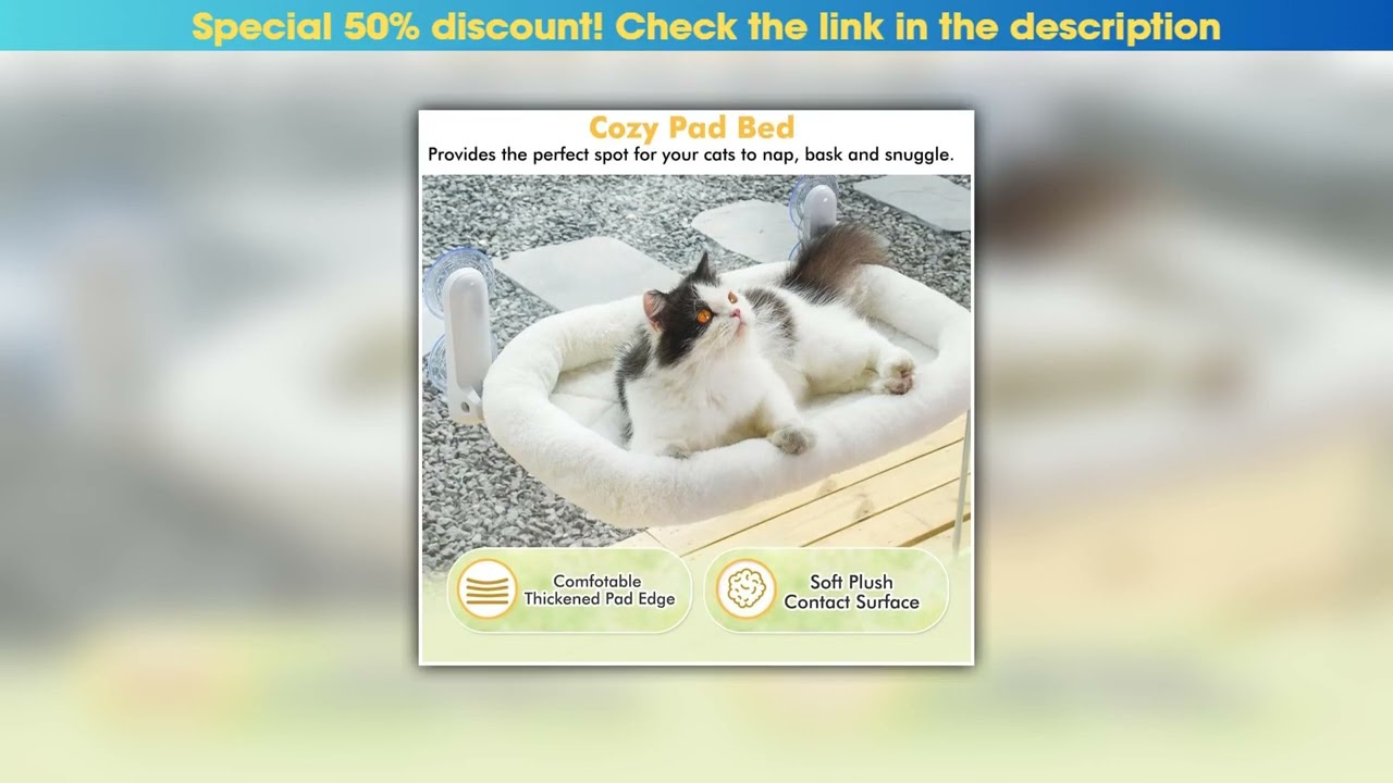 First Look Pet Products Cat Hammock Window Habitat Cat Sunbathing Glass Hanging Suction Cup Balcony