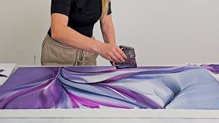 TWO COLORS Only! \/ Free Flow Acrylic Painting with Flat Brushes