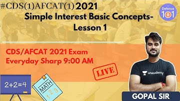 Simple Interest Basic Concepts- Lesson 1  | Mathematics | Target AFCAT/CDS (1) | Gopal Sharma