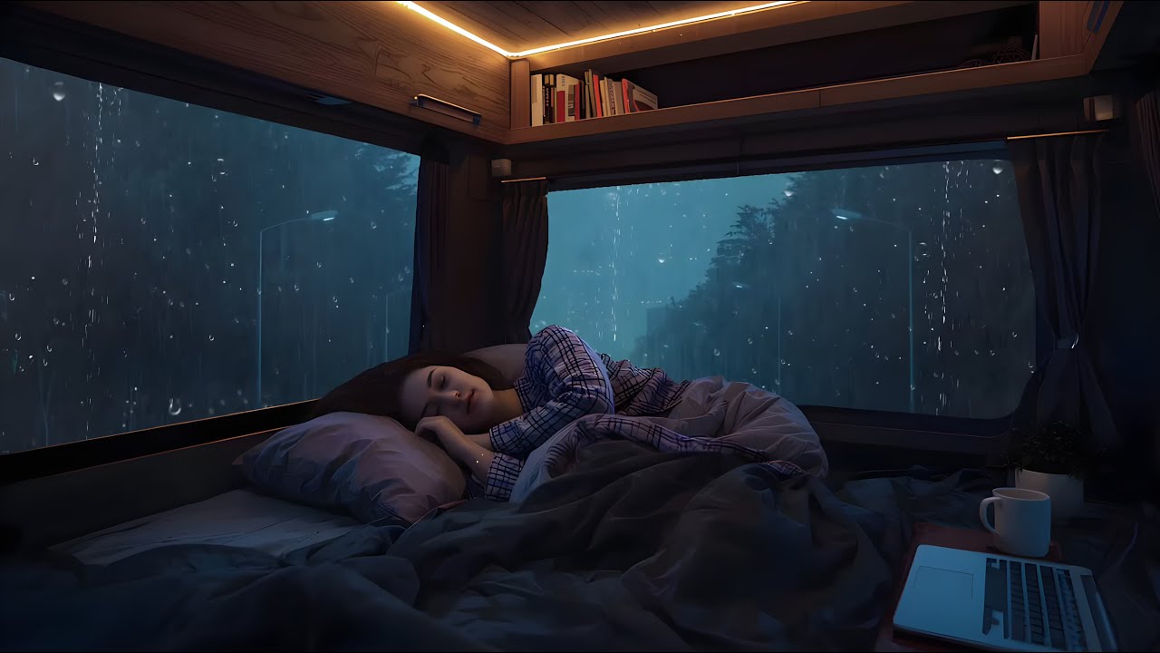 Rain on car windows 🌧️ soft thunder ASMR for deep sleep and insomnia relief