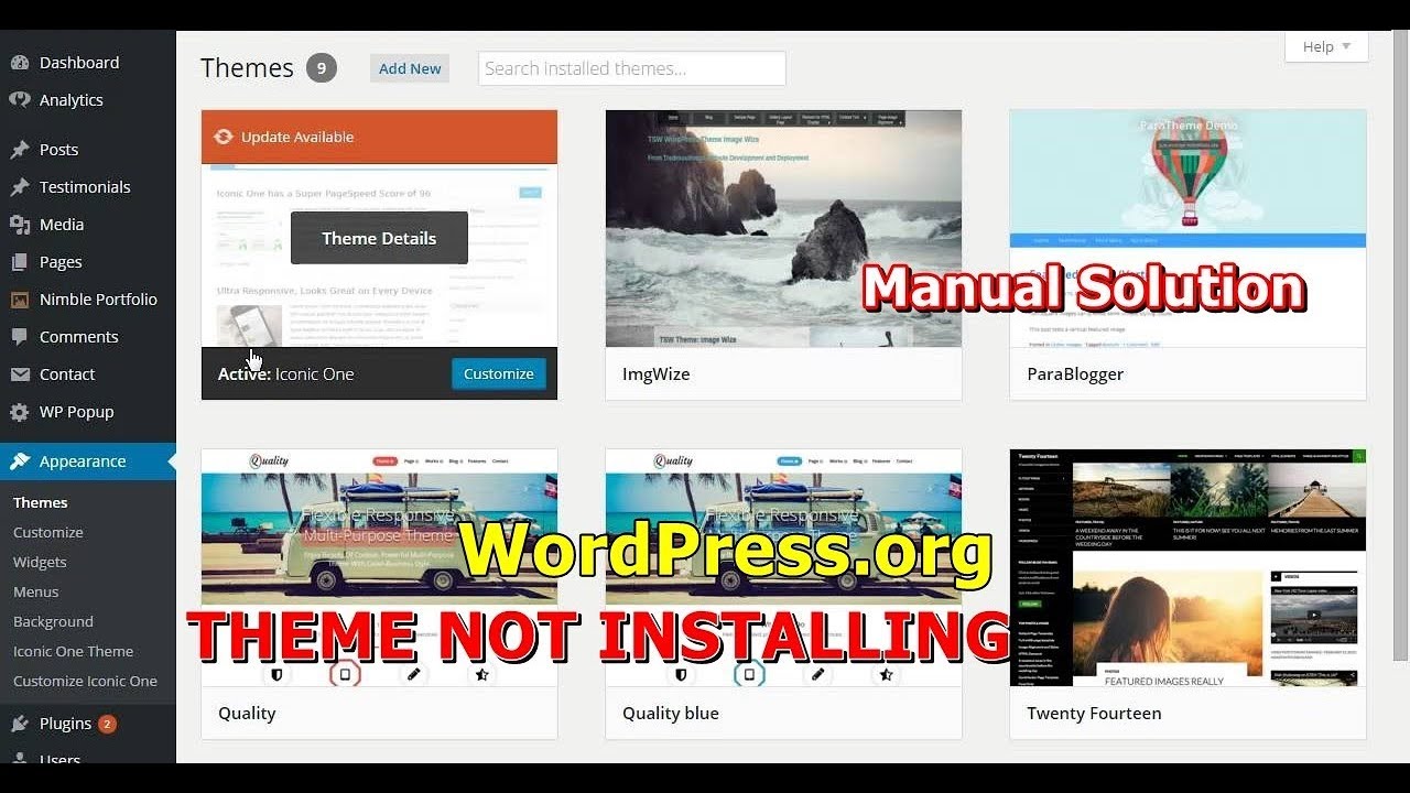 WordPress Theme Can not Install - YouTube