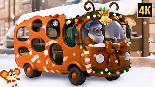 santa riding wheels bus christmas cartoon videos kids