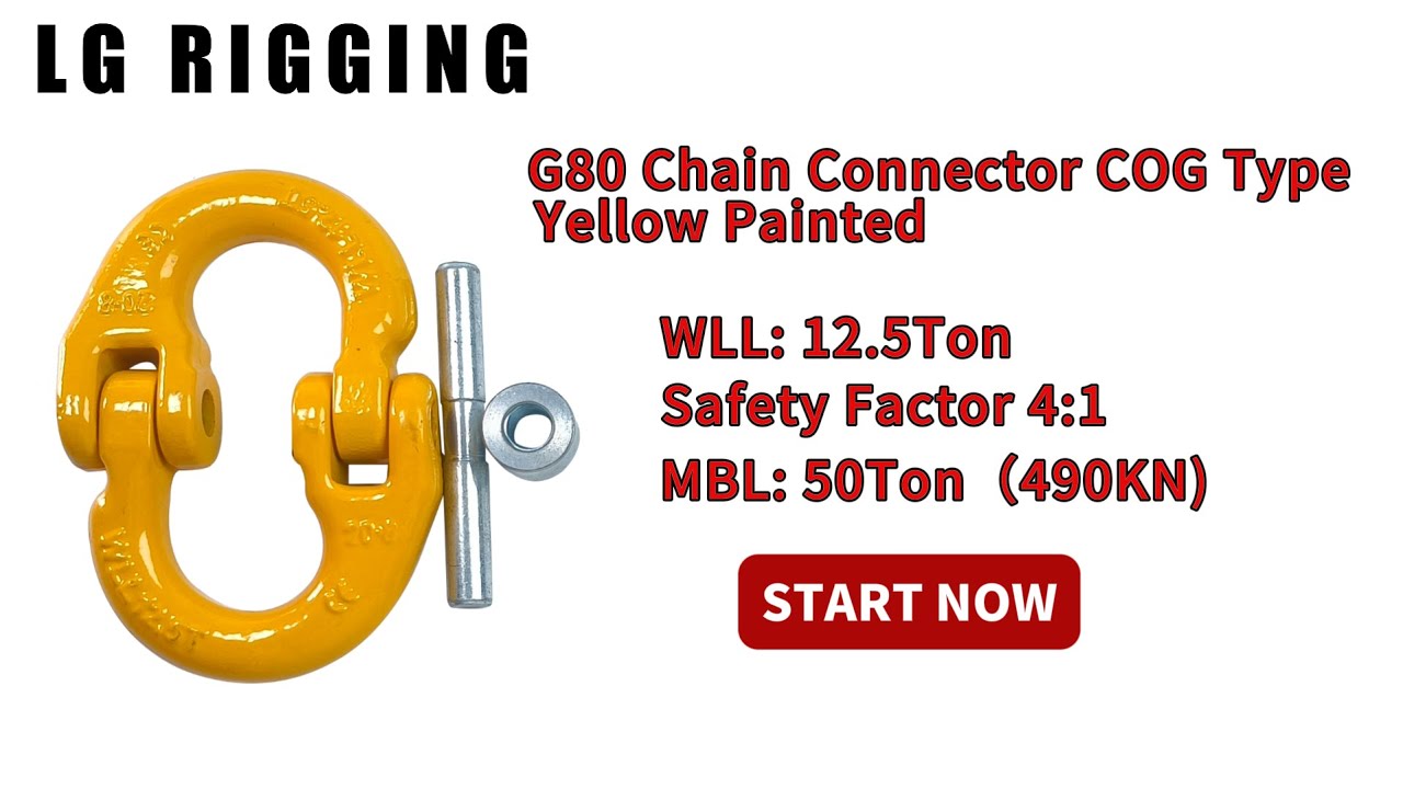 CLGR® WLL 12.5 Ton G80 Chain Connectors COG Type Yellow Painted - YouTube