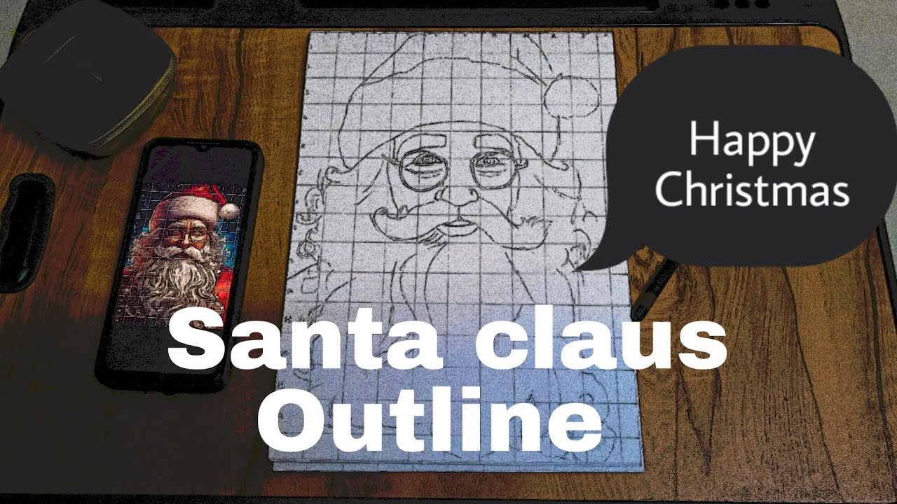 Sata Claus Outline | Grid Method | Happy Christmas | Yash arts @Yasharts9223