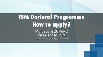 TSM Doctoral Programme in finance How to apply?   Matthieu BOUVARD (Tips for the research proposal )