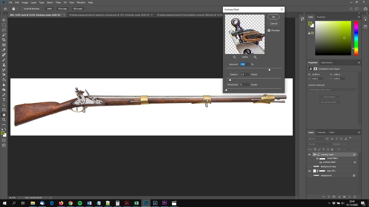 Editing gun photos in Adobe Lightroom and YouTube