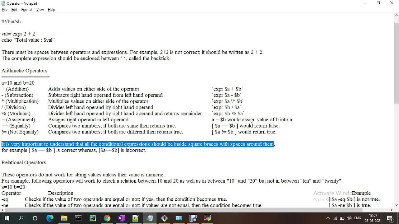 shell scripting operators ||Arithmetic Operators||Relational Operators ...