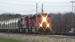 CP Work train plus NB empty sand train with BNSF ACE and Executive MAC April 22, 2022
