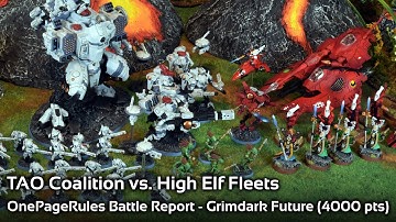 One Page Rules Grimdark Future Battle Report (4000 pts) - TAO Coalition vs. High Elf Fleets