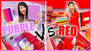 BACK TO SCHOOL SHOPPING CHALLENGE! PURPLE VS RED school supplies haul !