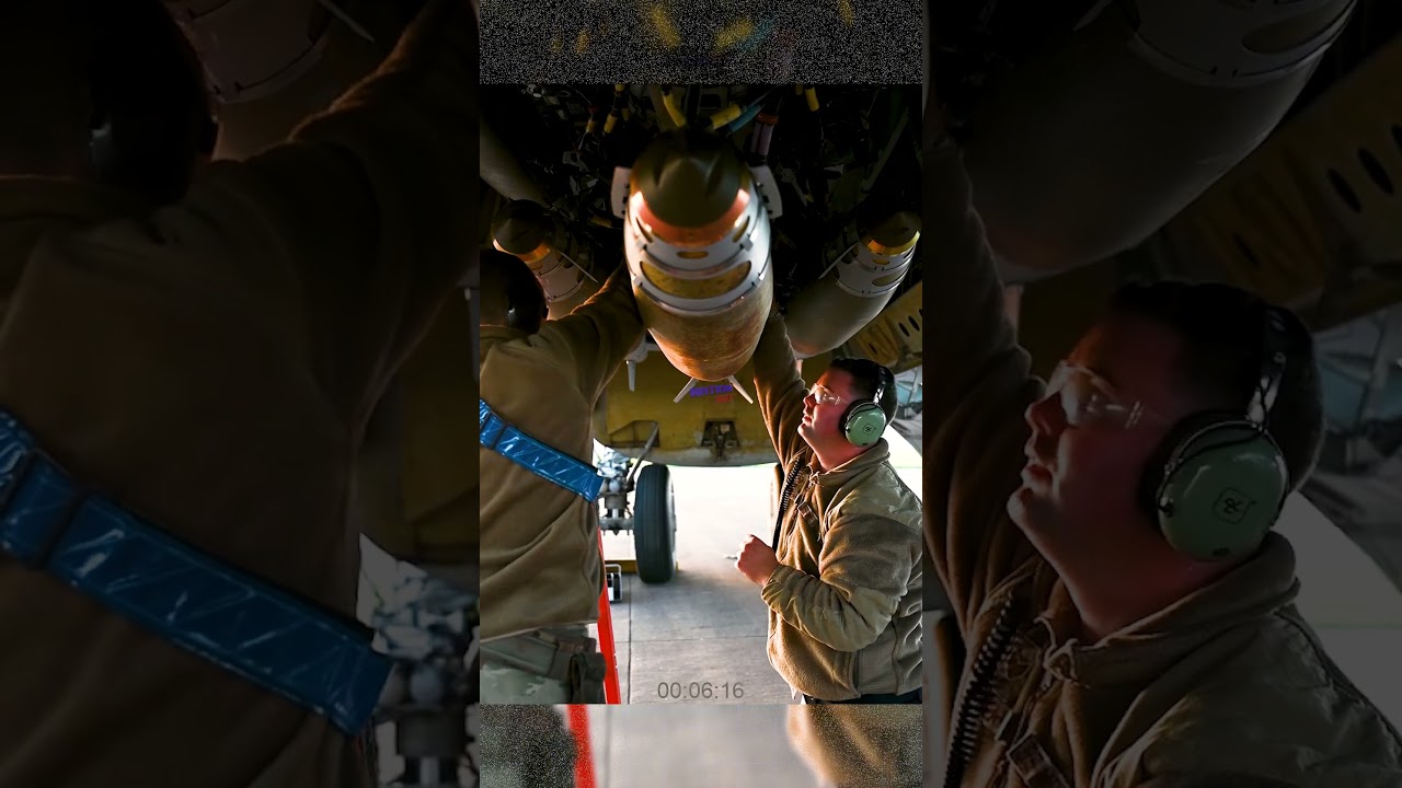 U.S. Airmen load GBU-38 JDAM into the bomb bay of a B-52H Stratofortress