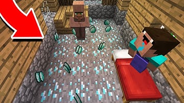 Minecraft - NOOB vs PRO : NOOB FOUND DIAMONDS UNDER VILLAGER HOUSE! Challenge 100% trolling
