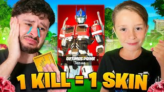 1 KILL = 1 SKIN SAISON 3 GRATUIT pour MON PETIT FRÈRE sur FORTNITE ! (je pleure)