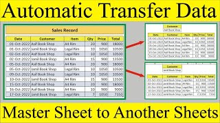 automatic transfer data from master sheet to another sheets in excel | mrb tech solutions