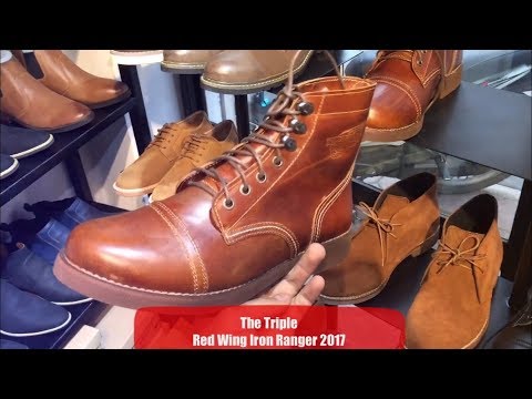 The Triple - Red Wing Iron Ranger ( Nâu Cam ) - Giày da cao cổ nam/Giày bốt nam 2017
