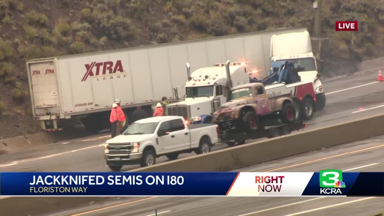 Another jackknifed big rig blocks I80 YouTube