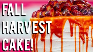 How To Make A FALL HARVEST CAKE! Carrot cake, caramel, cinnamon buttercream and sautÈed fruit!
