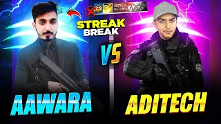 Aawara vs Aditech 😱 Break New Season Winning Streak 😡 Aditech गुस्सा हो गया || Free Fire max