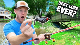 Pond fishing for MONSTER bass with a MINI whopper plopper!