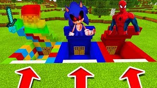 Minecraft PE : DO NOT CHOOSE THE WRONG SECRET BASE! (Rainbow Steve, Sonic.exe \& Spiderman)