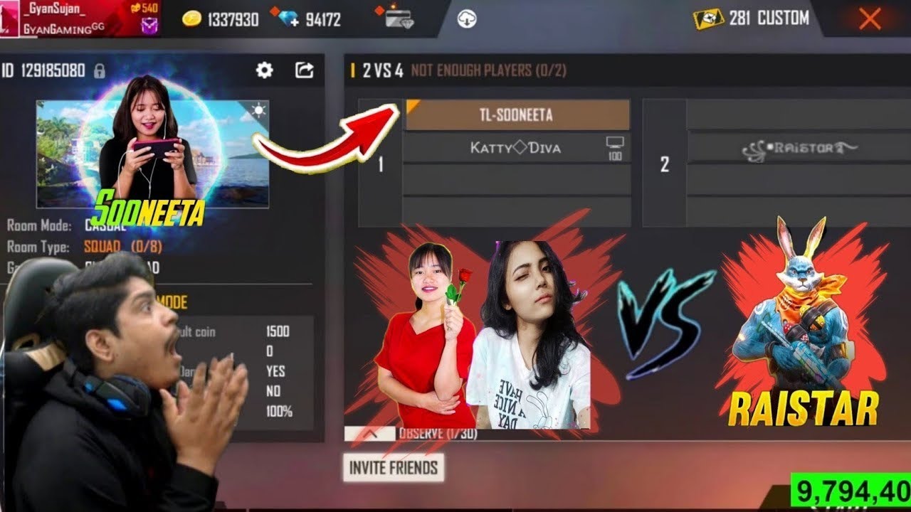 Raistar vs 4 Pro Girls, Sooneta, Miss Diya, Katty | Custom Room | 