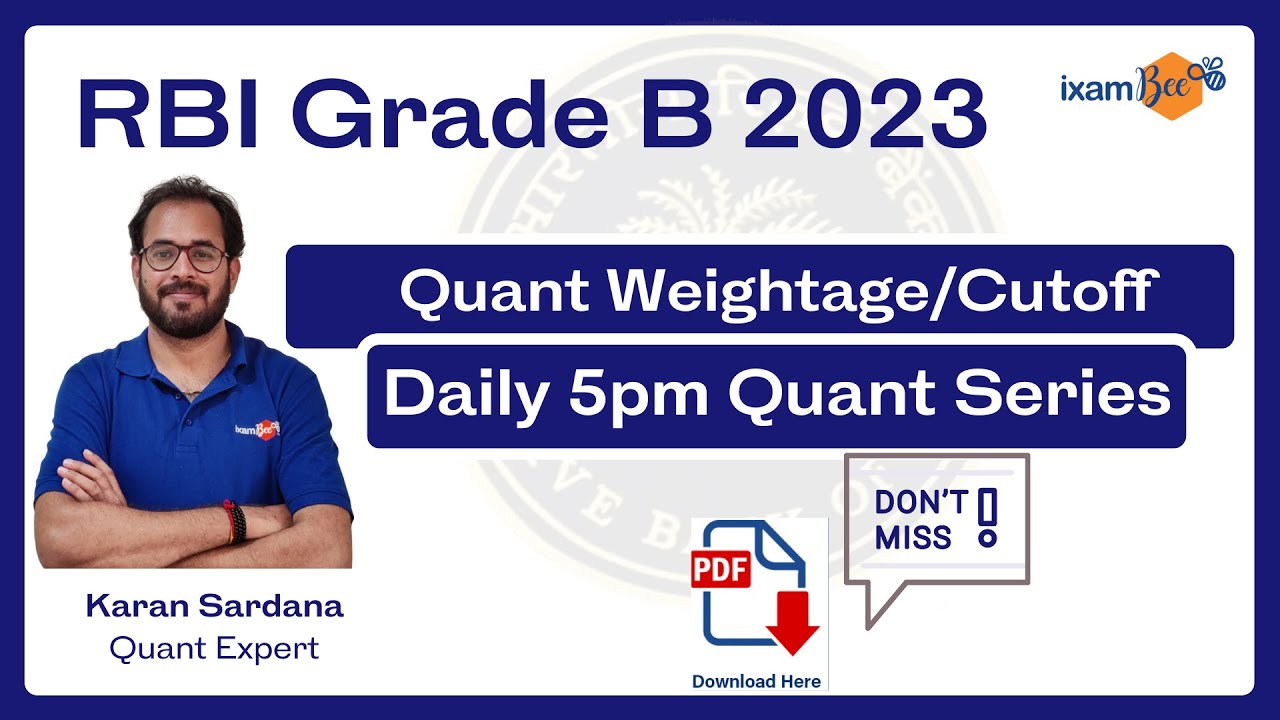 Target RBI Grade B 2023 Daily 5pm Quant Series Quant Weightage