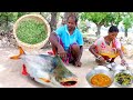 pangasious fish curry and aloo shak vaji prepared by santali tribe grandpa || rural village bengal