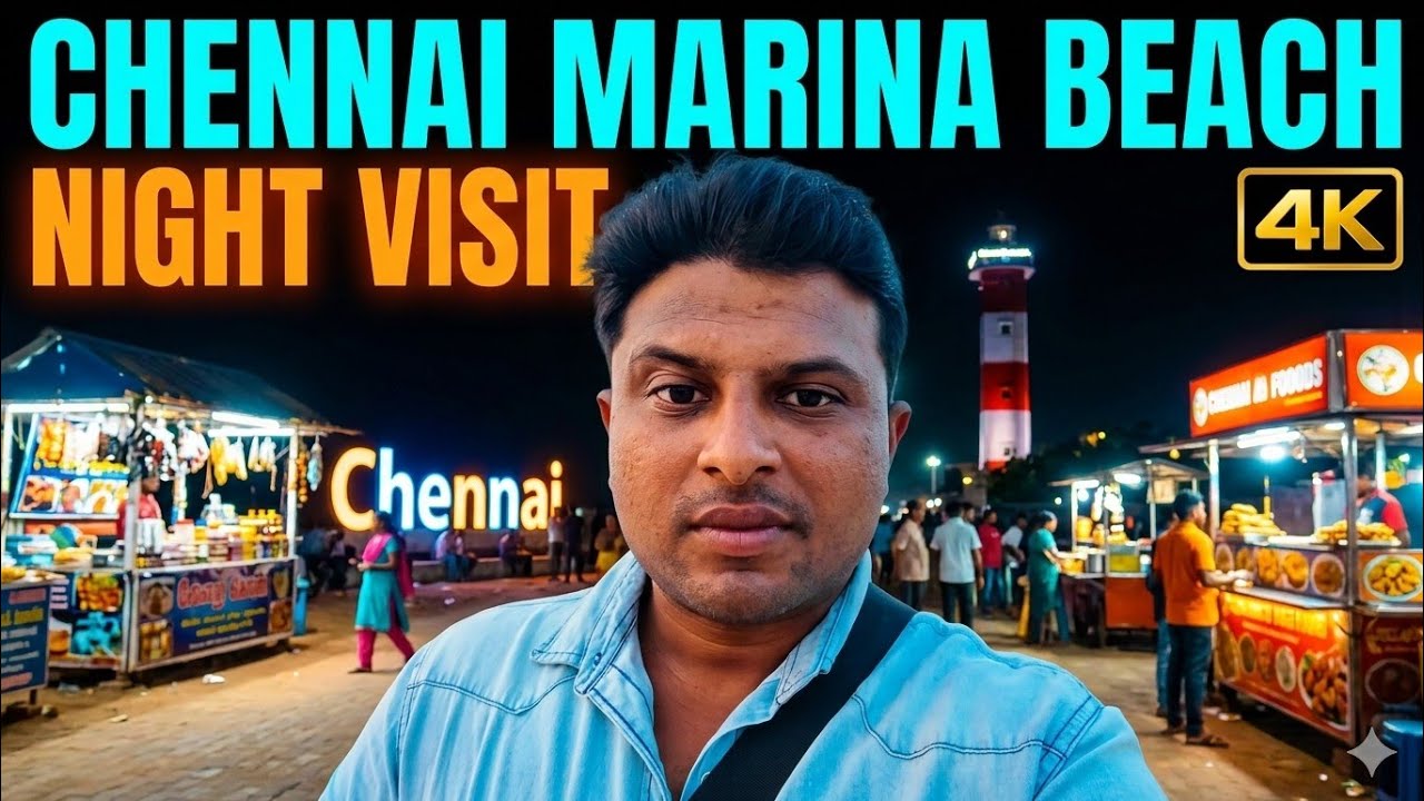 Marina Beach Night Out 4K | Vlog | #chennai #marina #Raja'stravelling #trending 