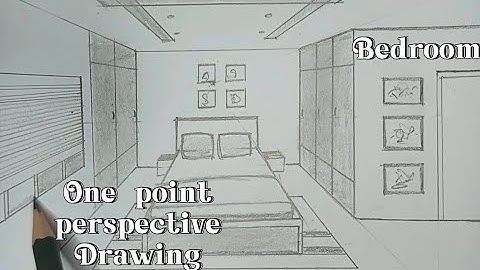 How to draw 3D Bedroom with One point perspective.