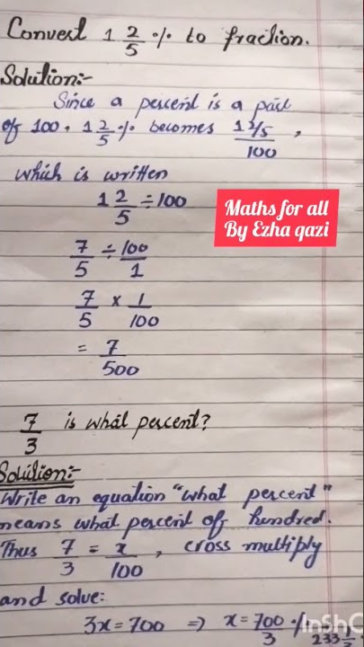 fraction and percentage conversion||Ezha Qazi