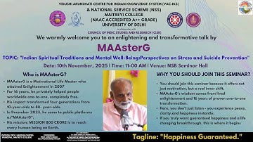 MAAsterG Live from Maitreyi College, DU | Stress & Suicide Prevention | 10 Nov 2025 - 11 AM