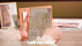 Gold Borders Acrylic Sign Holder Picture Frame Display Stand Clear Paper screenshot 4