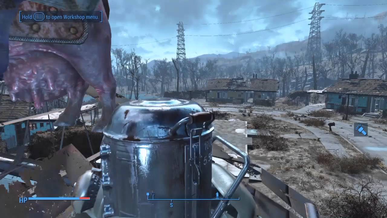 Fallout 4 brahmin on the roof - YouTube