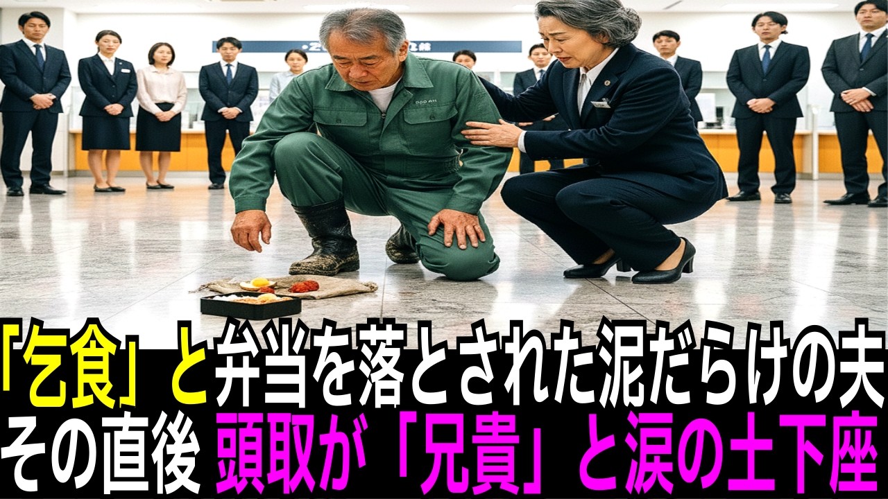 銀行のロビーで妻に弁当を届けた泥だらけの夫を「乞食」と追い出したエリート支店長。直後、頭取が青ざめて駆け寄り…【スカッとする話】【朗読】