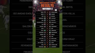 Uefa Europa League Matchday 3 All Results