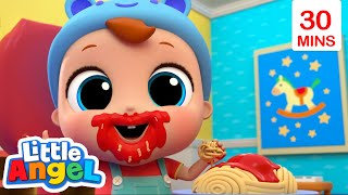 🍝 Yum Yum Spaghetti Karaoke! 🍝 | Best Of Little Angel! | Sing Along With Me! | Moonbug Kids Songs