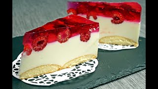 Cold Cheesecake with raspberry. A simple cake recipe