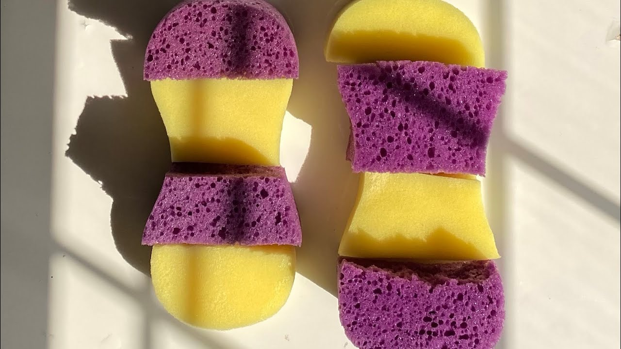 ASMR big car sponge slicing + ripping 4 ways - dry wet jelly soapy ☂️🌛