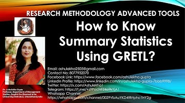 05 How to know summary statistics using Gretl? (Gretl)(statistics)(econometrics)