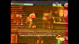 Madonna Blond Ambition Tour in Nice France 1990 TV news report, rehearsal, fans, stage