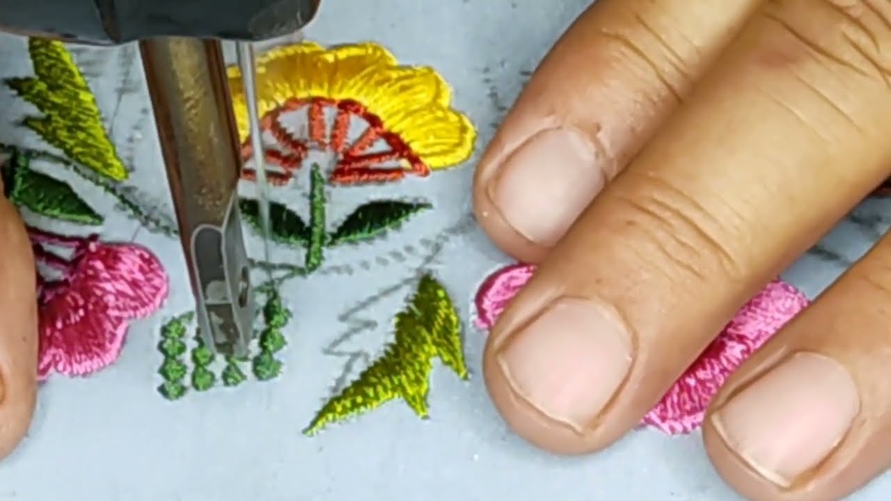 Beautiful cutwork border design with machine embroidery