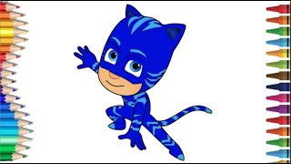 PJ Masks Catboy | رسم و تلوين القط من ابطال بلباس النوم | رسم و تلوين القط كات بوي | رسم و تلوين