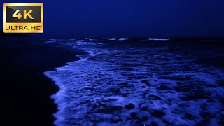 Ocean Waves At Night For Deep Sleep  Relaxing Water Sounds | High Quality Stereo | 4K Video