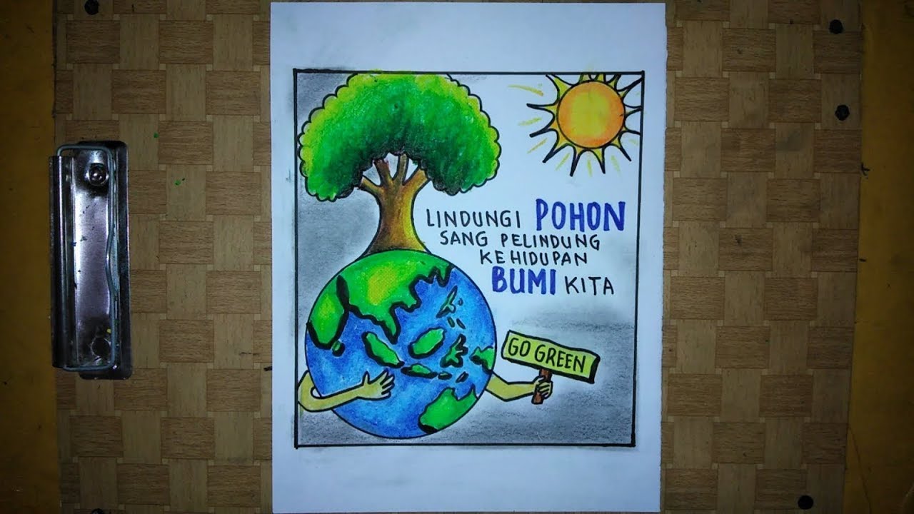 Cara Menggambar Poster Go Green | gampang banget - YouTube