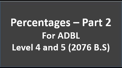 Percentages Part 2 for ADBL Level 4 and 5