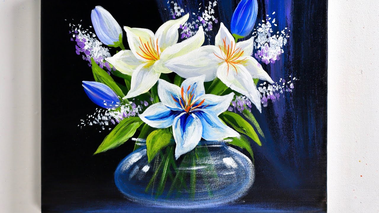 Easy way to draw lily flowers | paintings for beginners
