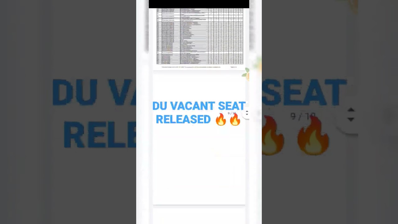 DU VACANT SEAT RELEASED 🔥🔥🔥